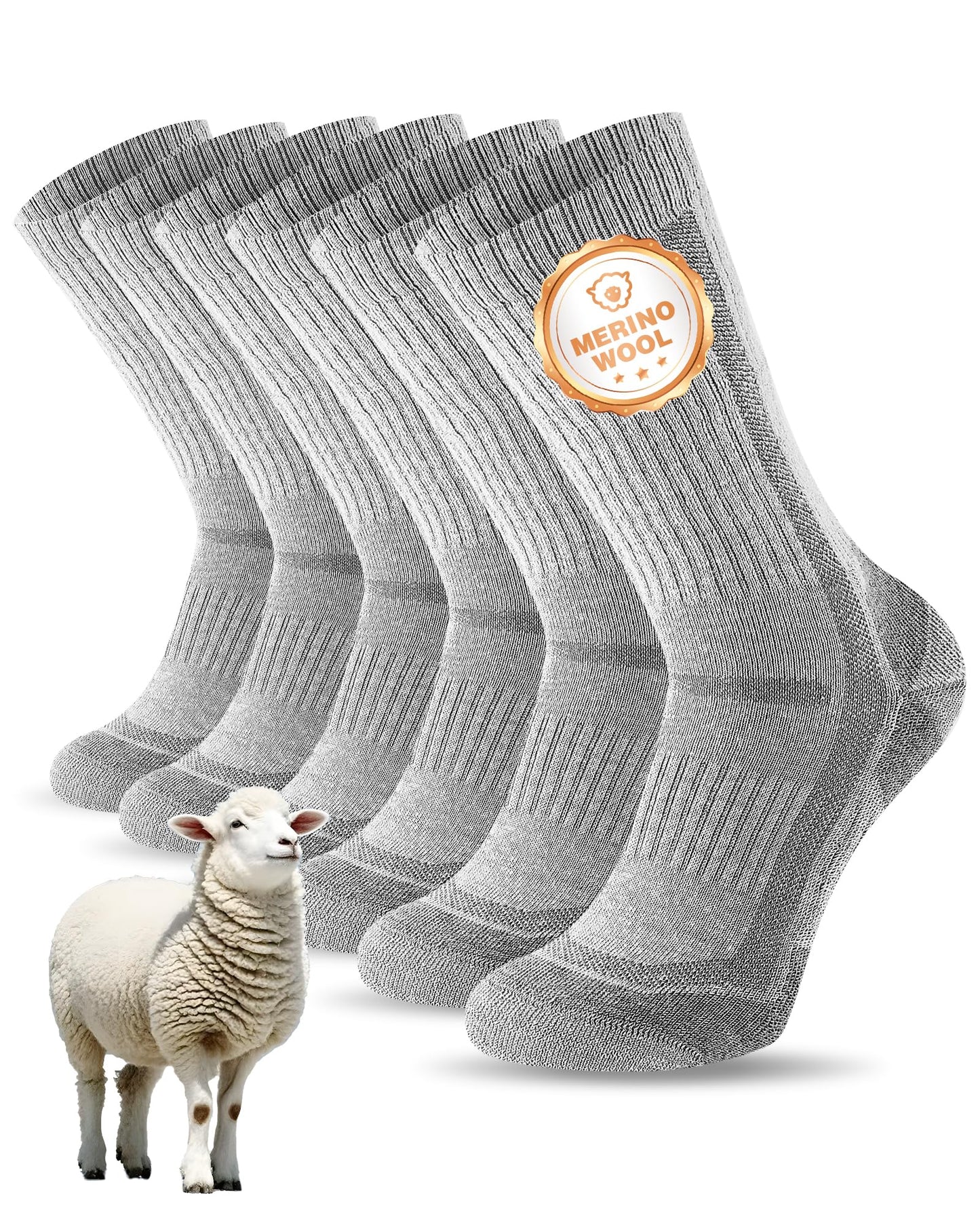 SockWaddles Merino Wandersocken Damen & Herren, 3 Paar, gepolstert