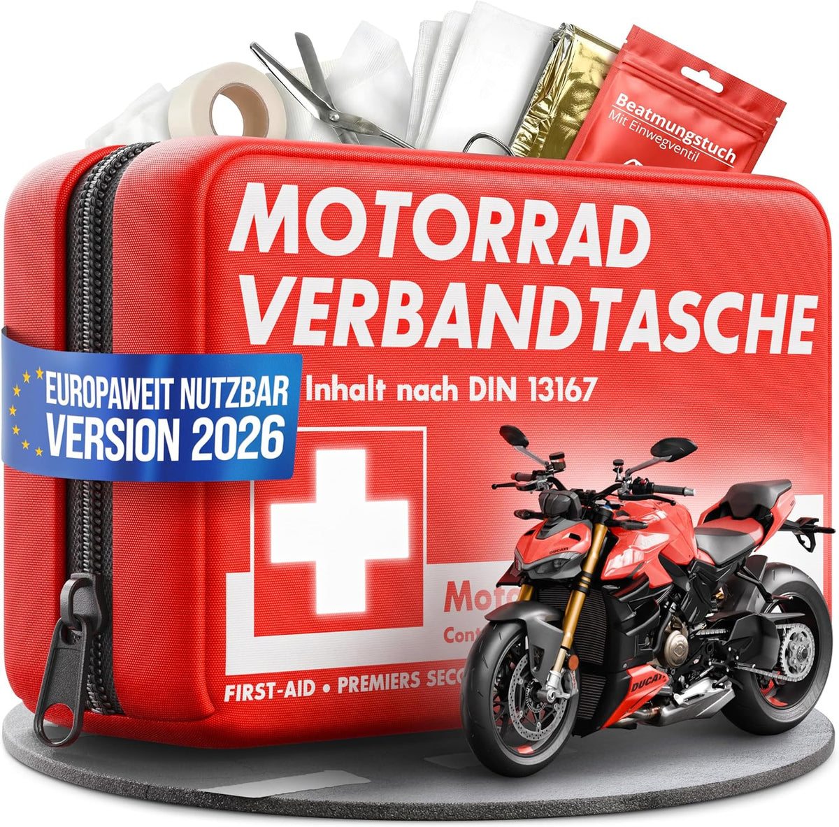 HELDENWERK® Erste Hilfe Set Motorrad Norm 2026 DIN 13167 StVZO konform