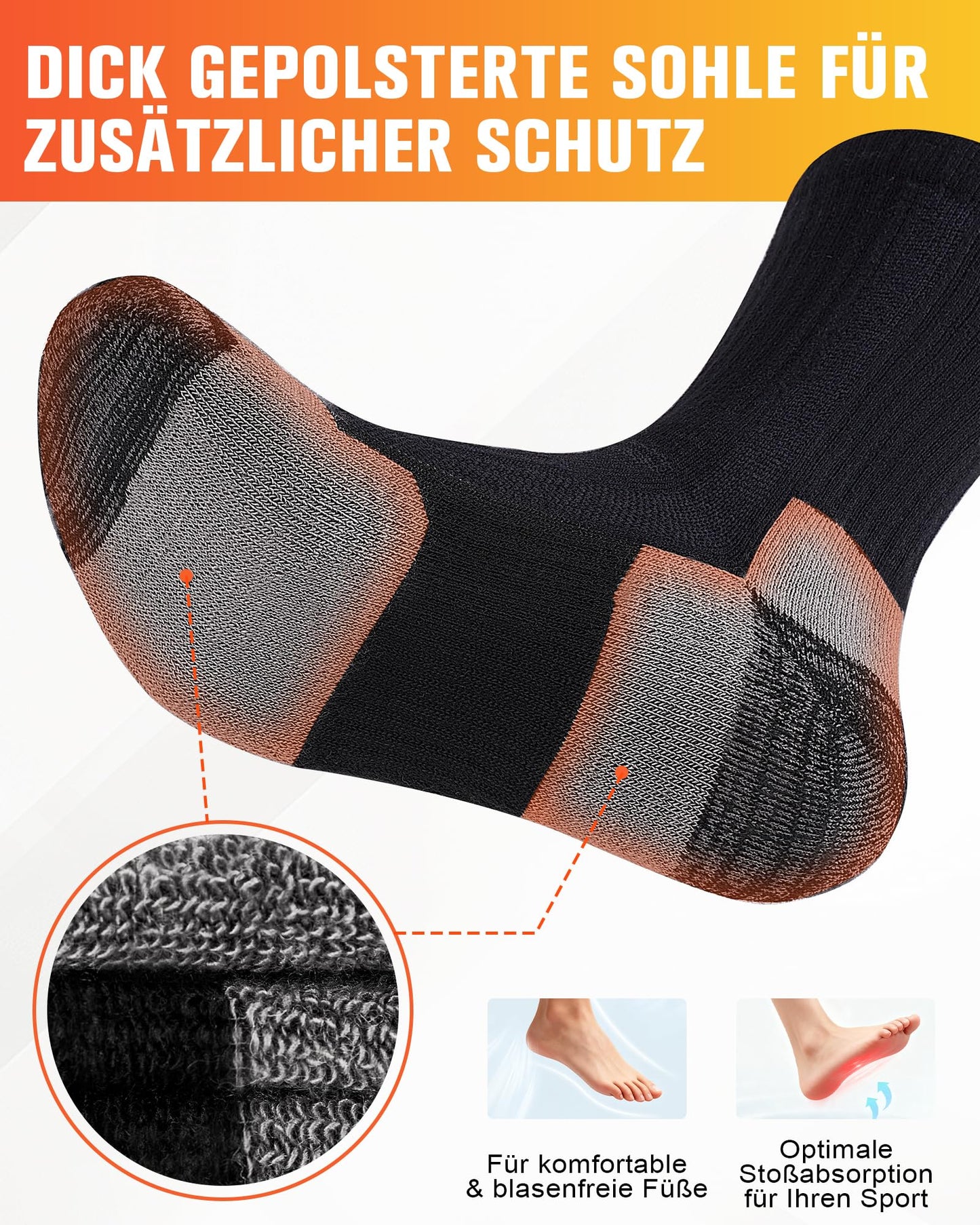 SockWaddles Merino Wandersocken Damen & Herren, 3 Paar, gepolstert
