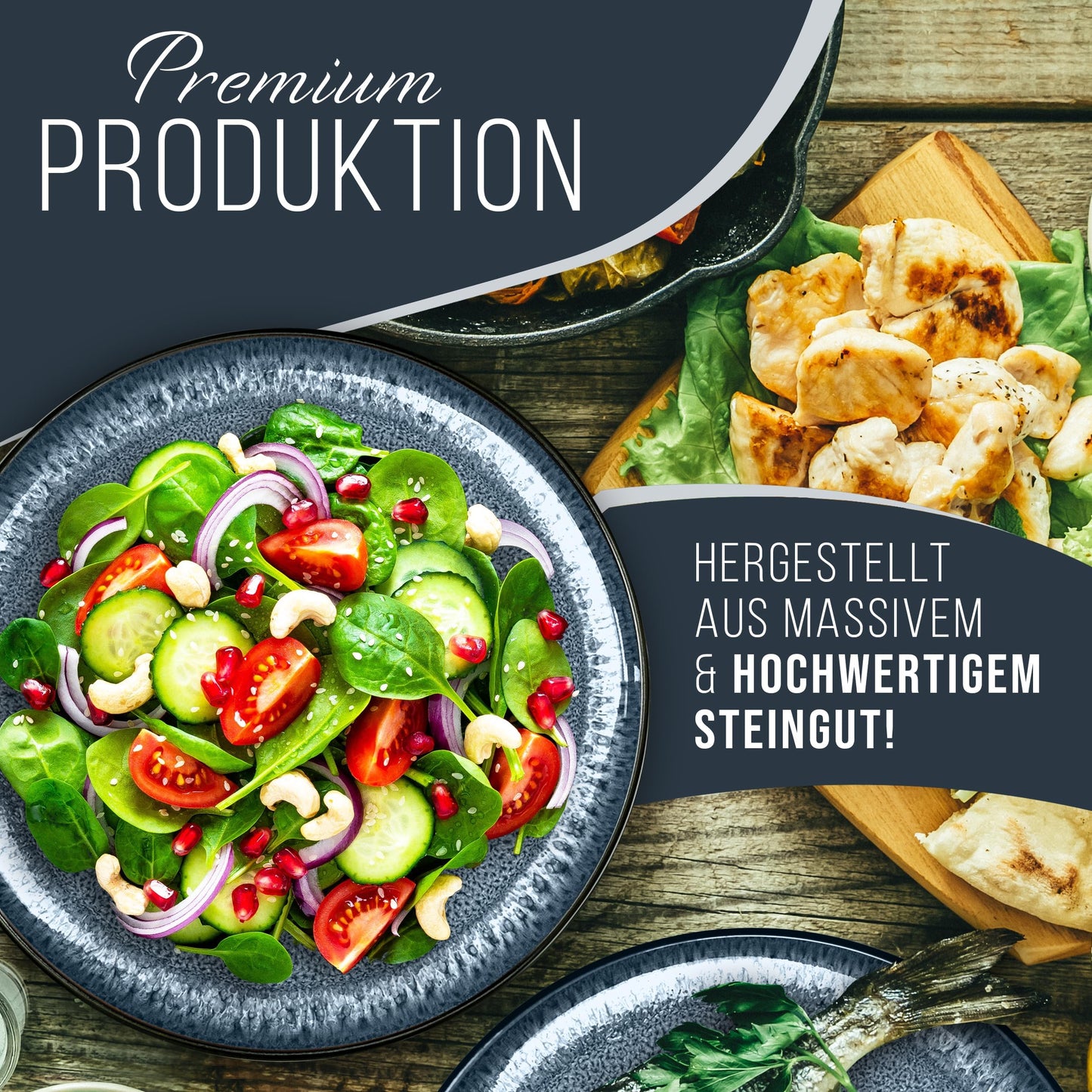 Steingut Frühstücksteller 6 Pers. Ibiza Hochwertiges Mediterranes TEST SEHR GUT Dessertteller Set - Kuchenteller spülmaschinen- und kratzfest - Kleine Teller, Salatteller Pure Living in Petrol