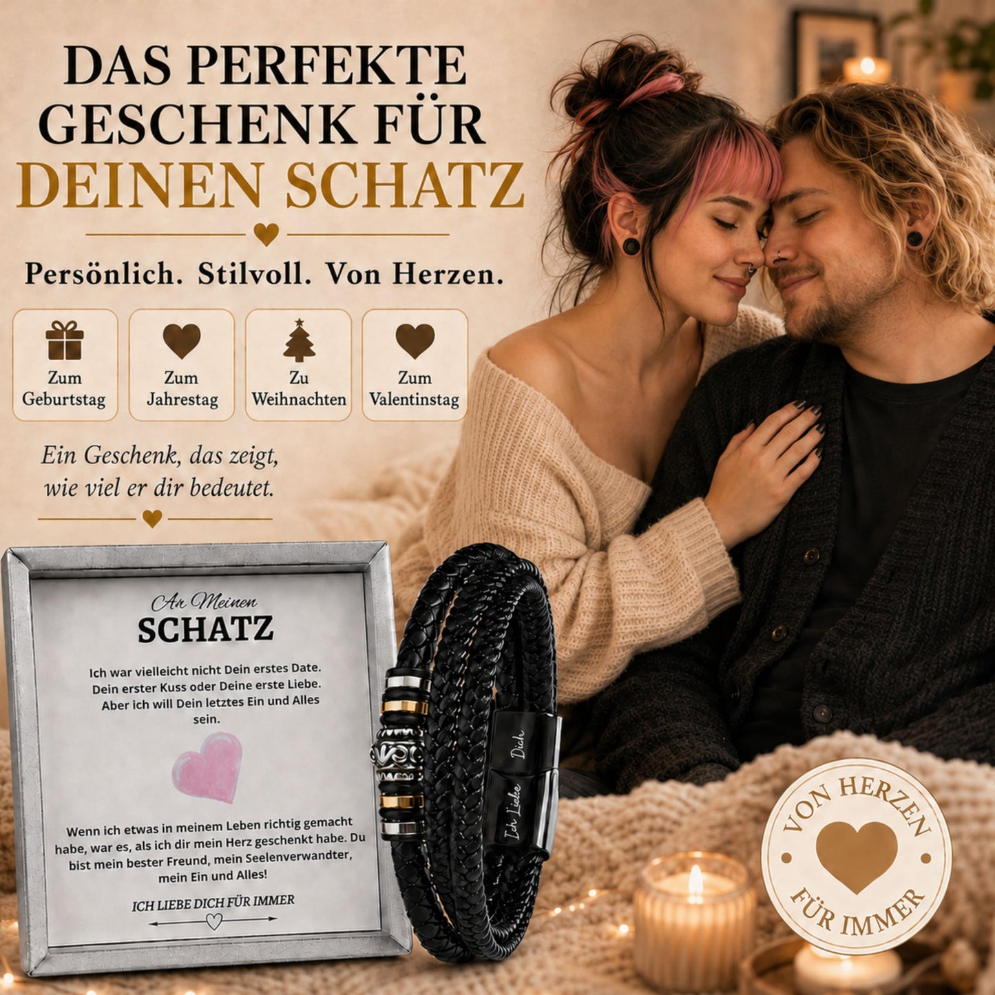 Geschenke Für Männer - Ich Liebe Dich Geschenke für Männer, Für Freund, Lederarmband Herren, Geburtstagsgeschenk Für Männer, Geschenk Für Ihn, Mit Gravur