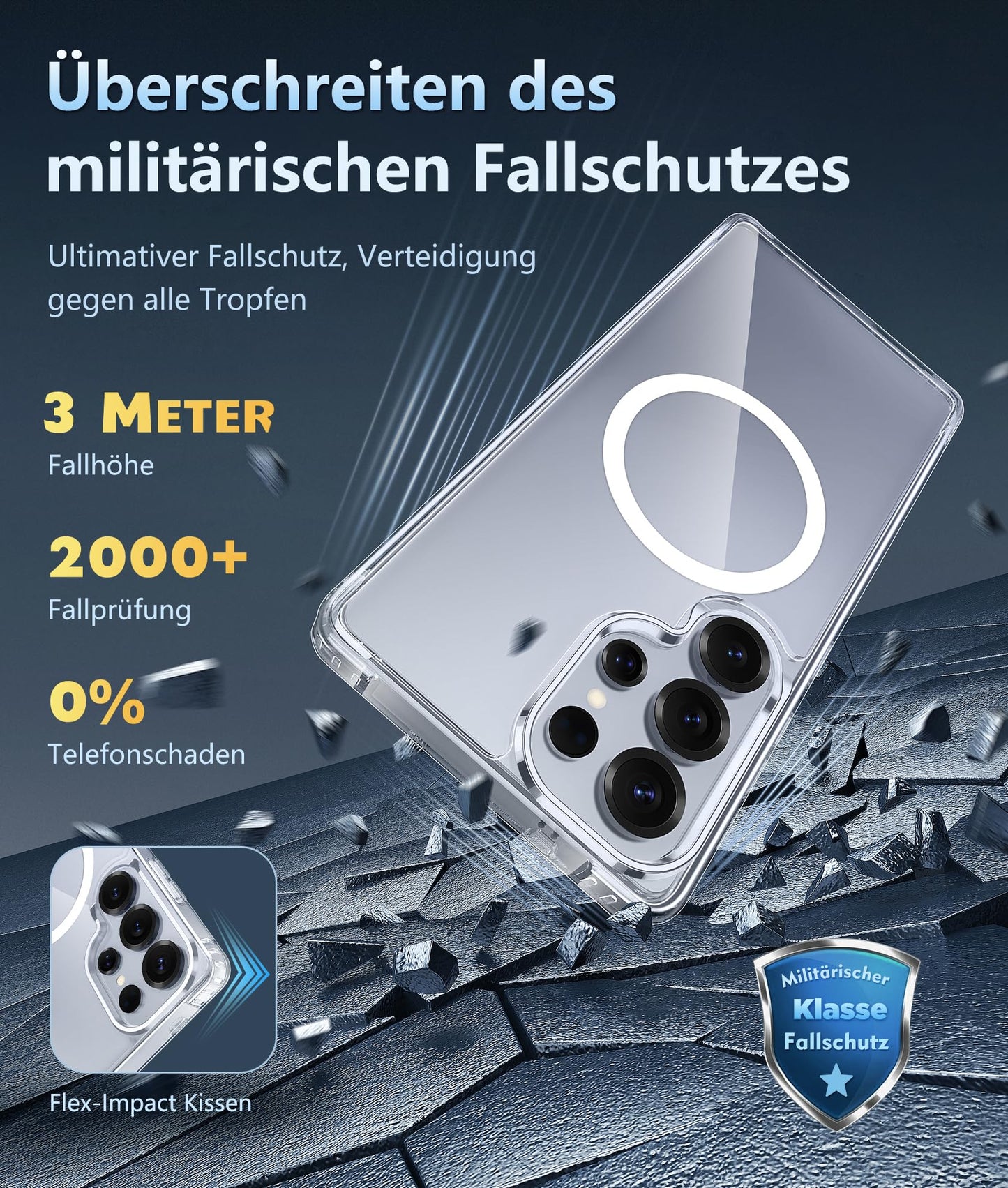 FNTCASE Case for Samsung Galaxy S25 Ultra 6.9 Inches, Military Drop Protection, Anti-Yellowing, Robust, Durable, Shockproof, Protective, Transparent, Clear