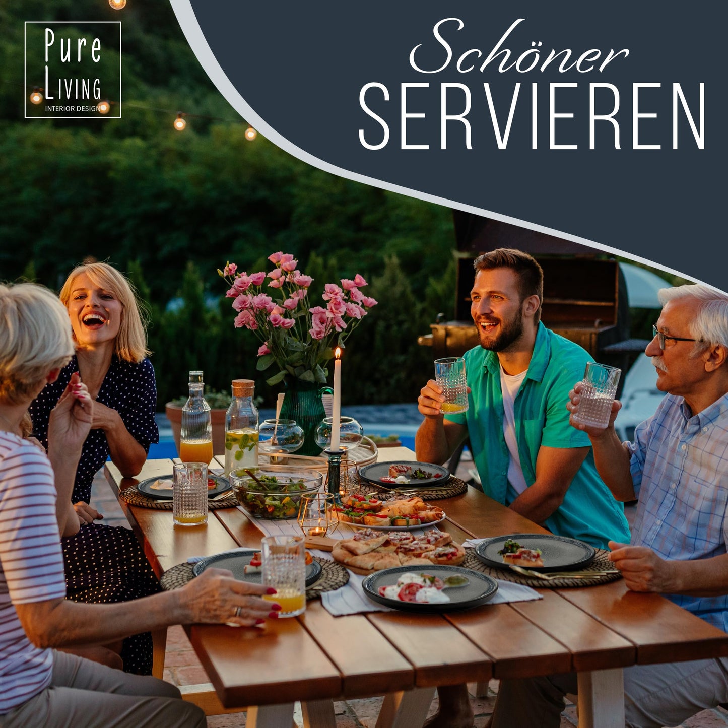 Steingut Frühstücksteller 6 Pers. Ibiza Hochwertiges Mediterranes TEST SEHR GUT Dessertteller Set - Kuchenteller spülmaschinen- und kratzfest - Kleine Teller, Salatteller Pure Living in Petrol