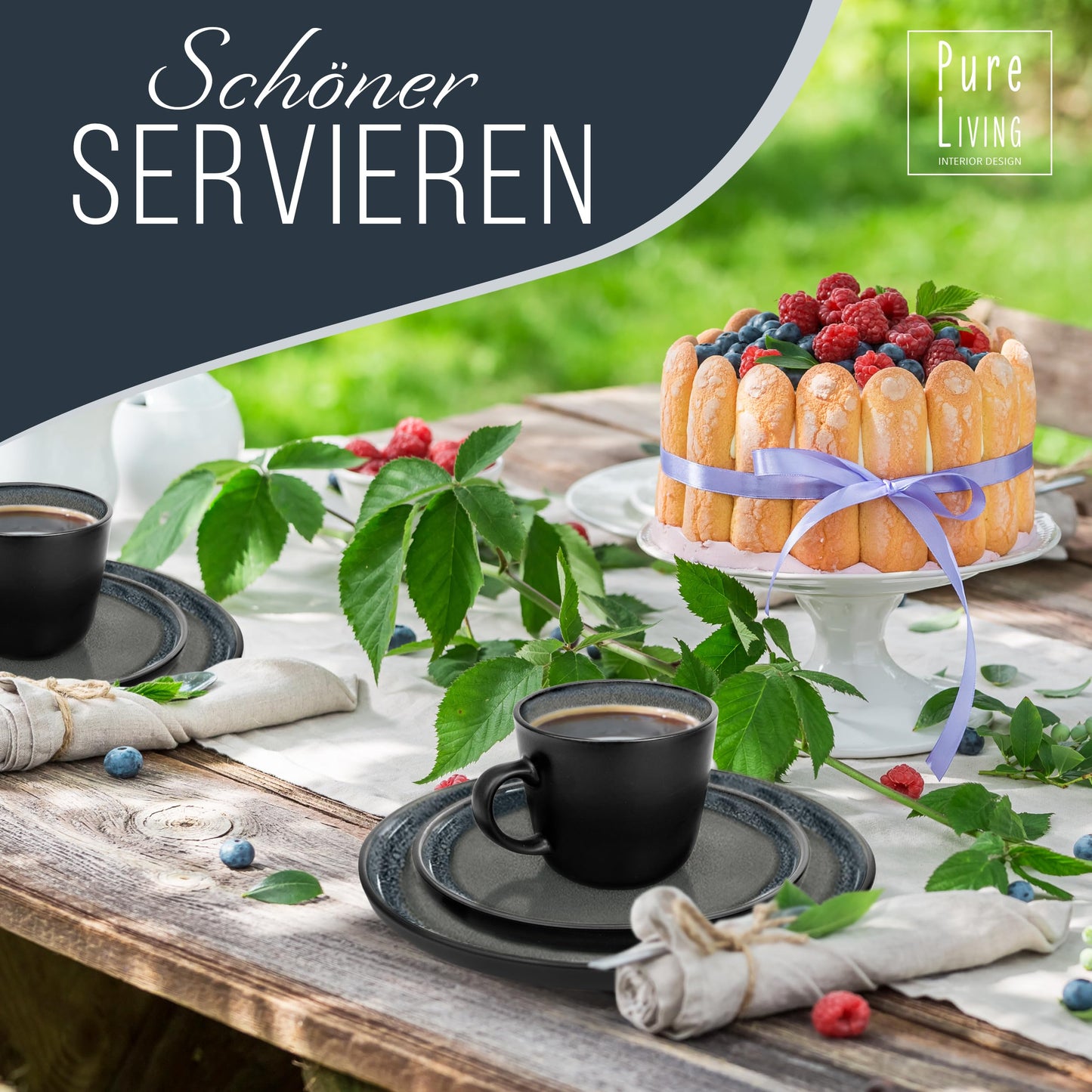 Steingut Frühstücksteller 6 Pers. Ibiza Hochwertiges Mediterranes TEST SEHR GUT Dessertteller Set - Kuchenteller spülmaschinen- und kratzfest - Kleine Teller, Salatteller Pure Living in Petrol