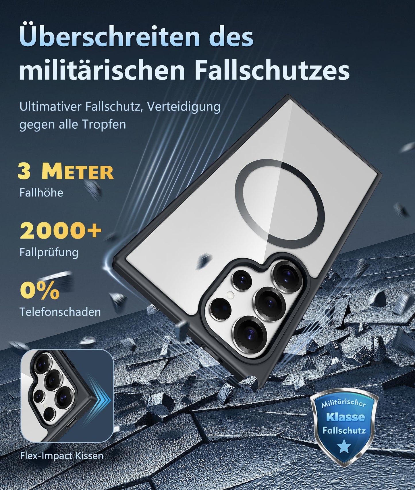 FNTCASE Case for Samsung Galaxy S25 Ultra 6.9 Inches, Military Drop Protection, Anti-Yellowing, Robust, Durable, Shockproof, Protective, Transparent, Clear