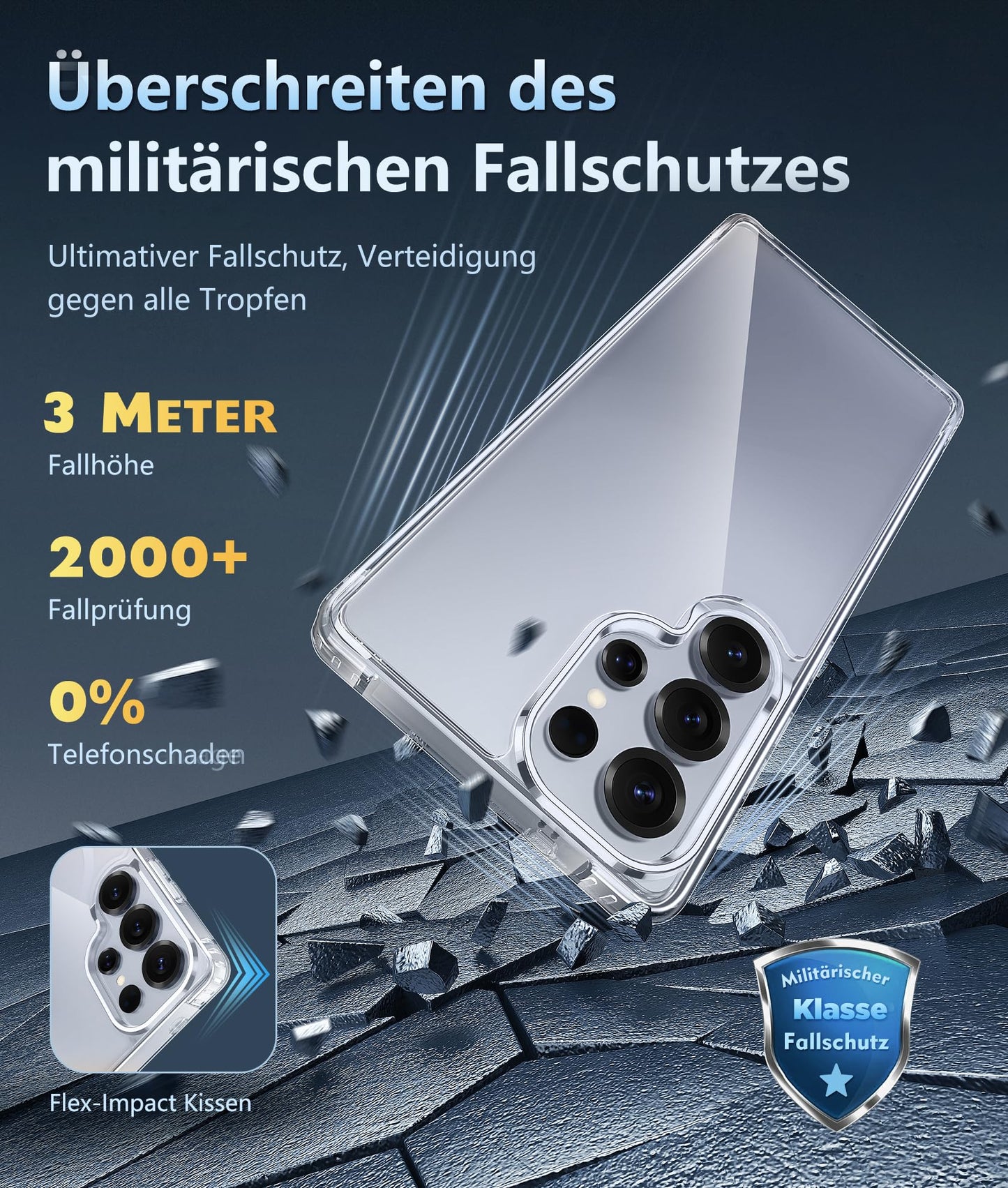 FNTCASE Case for Samsung Galaxy S25 Ultra 6.9 Inches, Military Drop Protection, Anti-Yellowing, Robust, Durable, Shockproof, Protective, Transparent, Clear