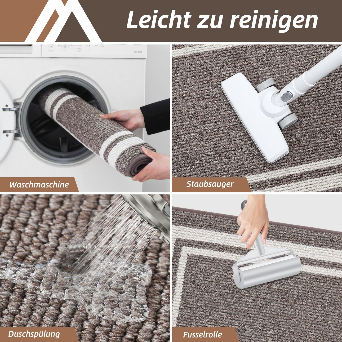 COSY HOMEER Küchenläufer rutschfest 2 Stück, Küchenteppich Waschbar rutschfest, Küchenmatten, Teppich Läufer Flur für Küche, Kitchen Mat/Rug/Carpet(51x76CM + 51x122CM, Grau)