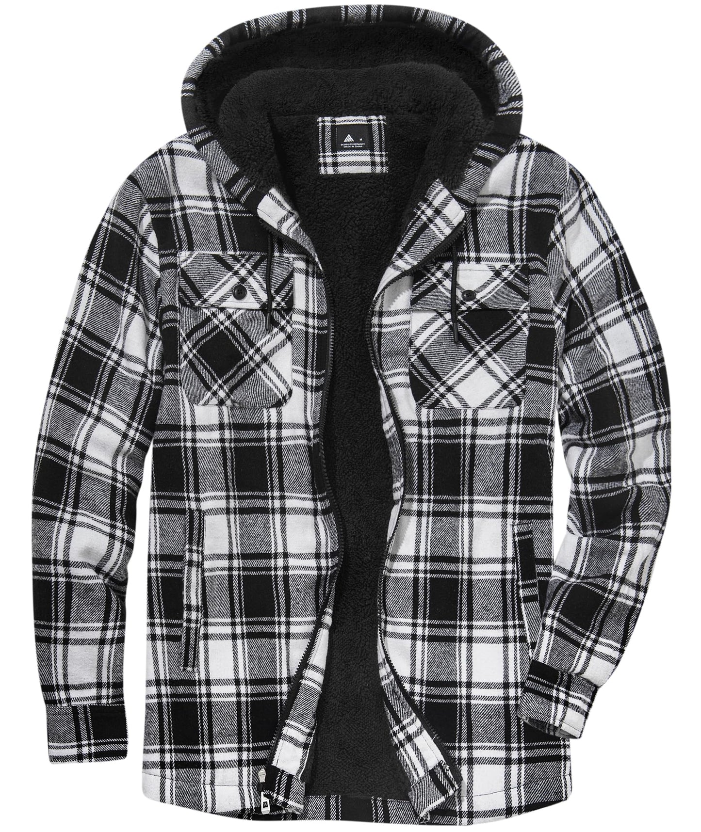 zitysport Hemdjacke Herren Hemd Sherpa Fleece Kariert Gefüttert Kapuzenpullover Fleecefutter Mantel Winter Jacke mit Taschen Flanellhemd Kariertes Männer Sweatjacke mit Kapuze