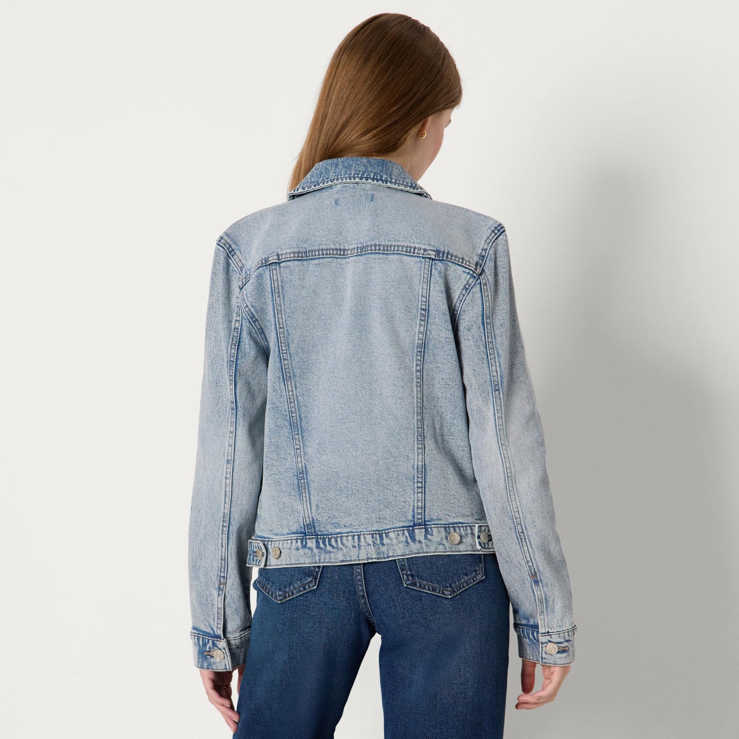 Amazon Essentials Damen Trucker-Jacke aus Denim Mit Taschen