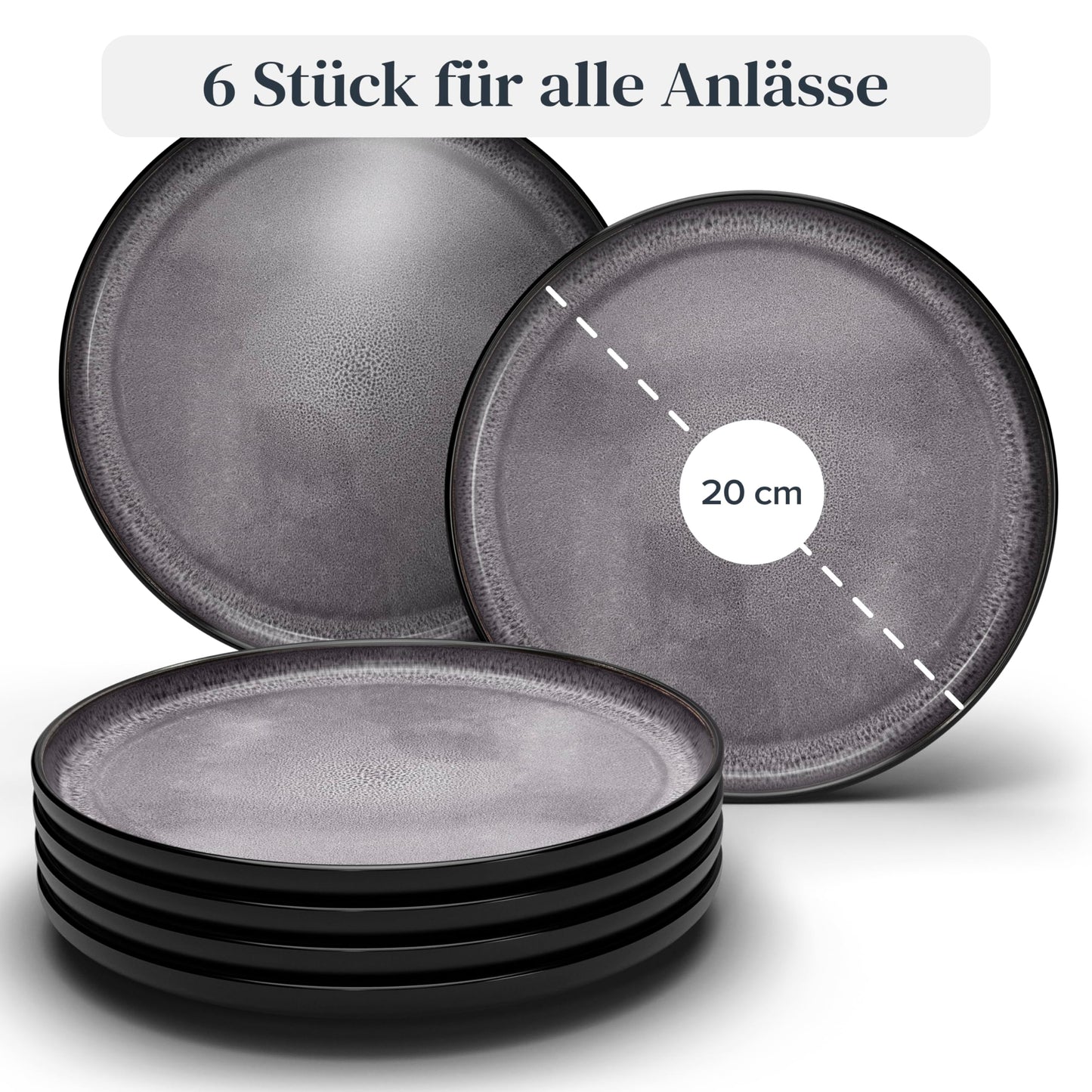 Steingut Frühstücksteller 6 Pers. Ibiza Hochwertiges Mediterranes TEST SEHR GUT Dessertteller Set - Kuchenteller spülmaschinen- und kratzfest - Kleine Teller, Salatteller Pure Living in Petrol