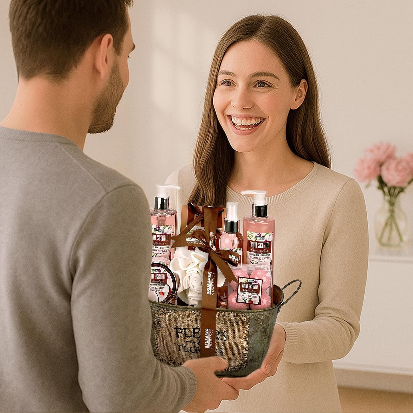 BRUBAKER Cosmetics Bade- und Dusch Set Kokosnuss & Erdbeer Duft