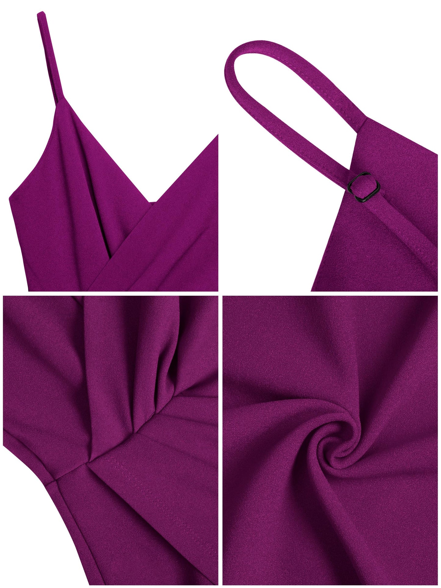 Missufe Damen Cocktailkleid Partykleid Wickelkleid Sommerkleid Midikleid Festliche Elegant Bodycon Hochzeit Ärmellos Spaghettiträger Abendkleider