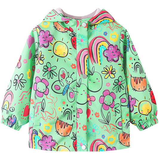 JinBei Children's Waterproof Jacket Children's Hooded Coat Windproof Jackets Long Sleeve Jacket Outdoor Lightweight Zip Coat for Boys & Girls Size 98-134