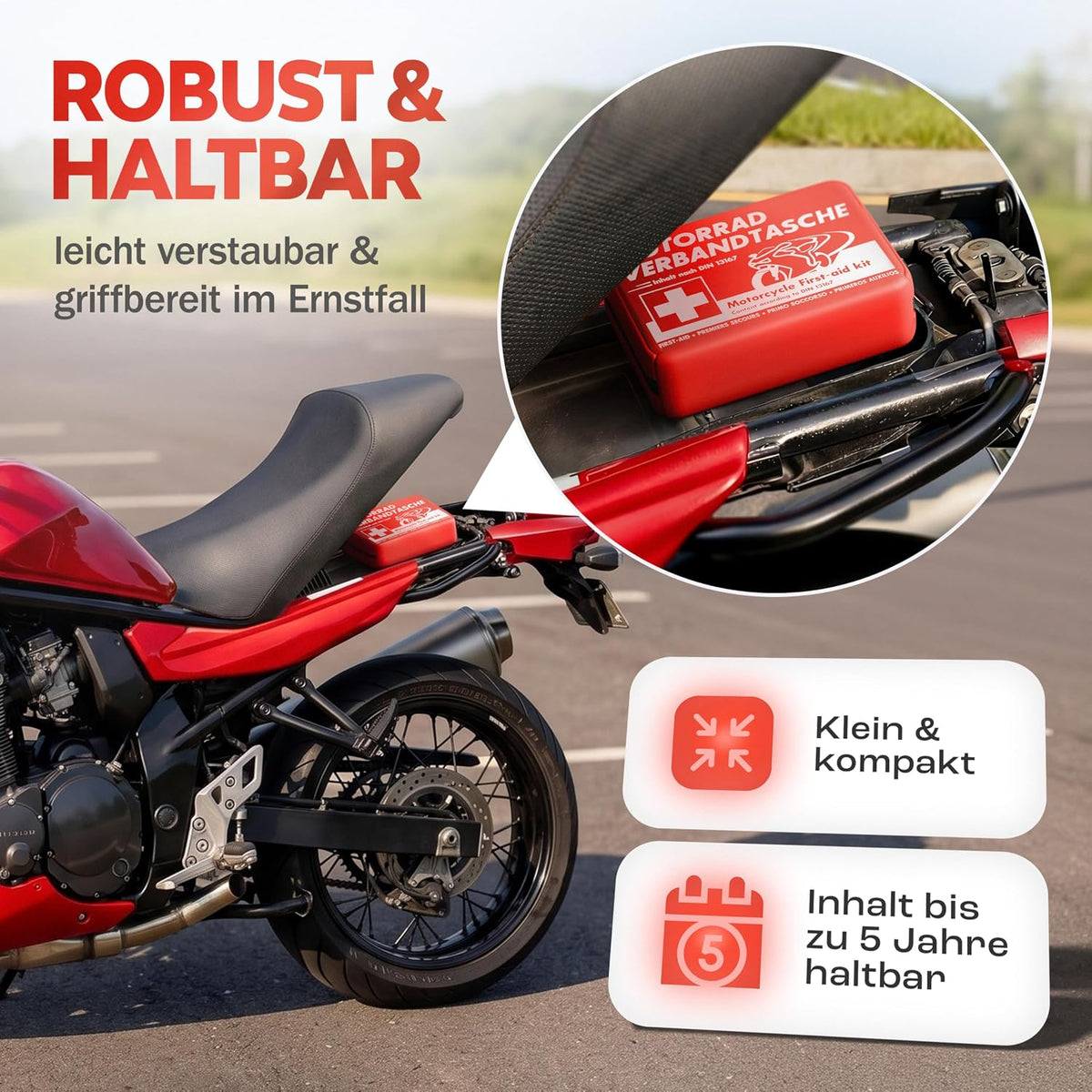 HELDENWERK® Erste Hilfe Set Motorrad Norm 2026 DIN 13167 StVZO konform