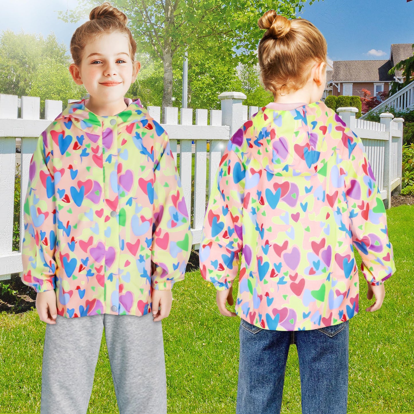 JinBei Children's Waterproof Jacket Children's Hooded Coat Windproof Jackets Long Sleeve Jacket Outdoor Lightweight Zip Coat for Boys & Girls Size 98-134