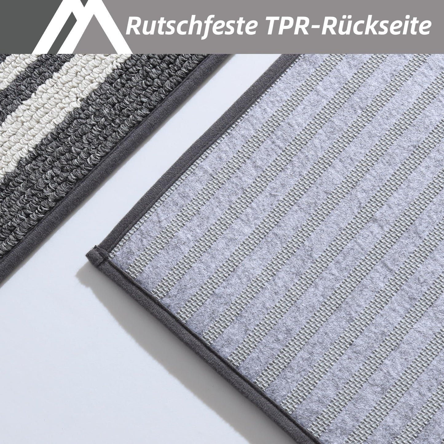 COSY HOMEER Küchenläufer rutschfest 2 Stück, Küchenteppich Waschbar rutschfest, Küchenmatten, Teppich Läufer Flur für Küche, Kitchen Mat/Rug/Carpet(51x76CM + 51x122CM, Grau)
