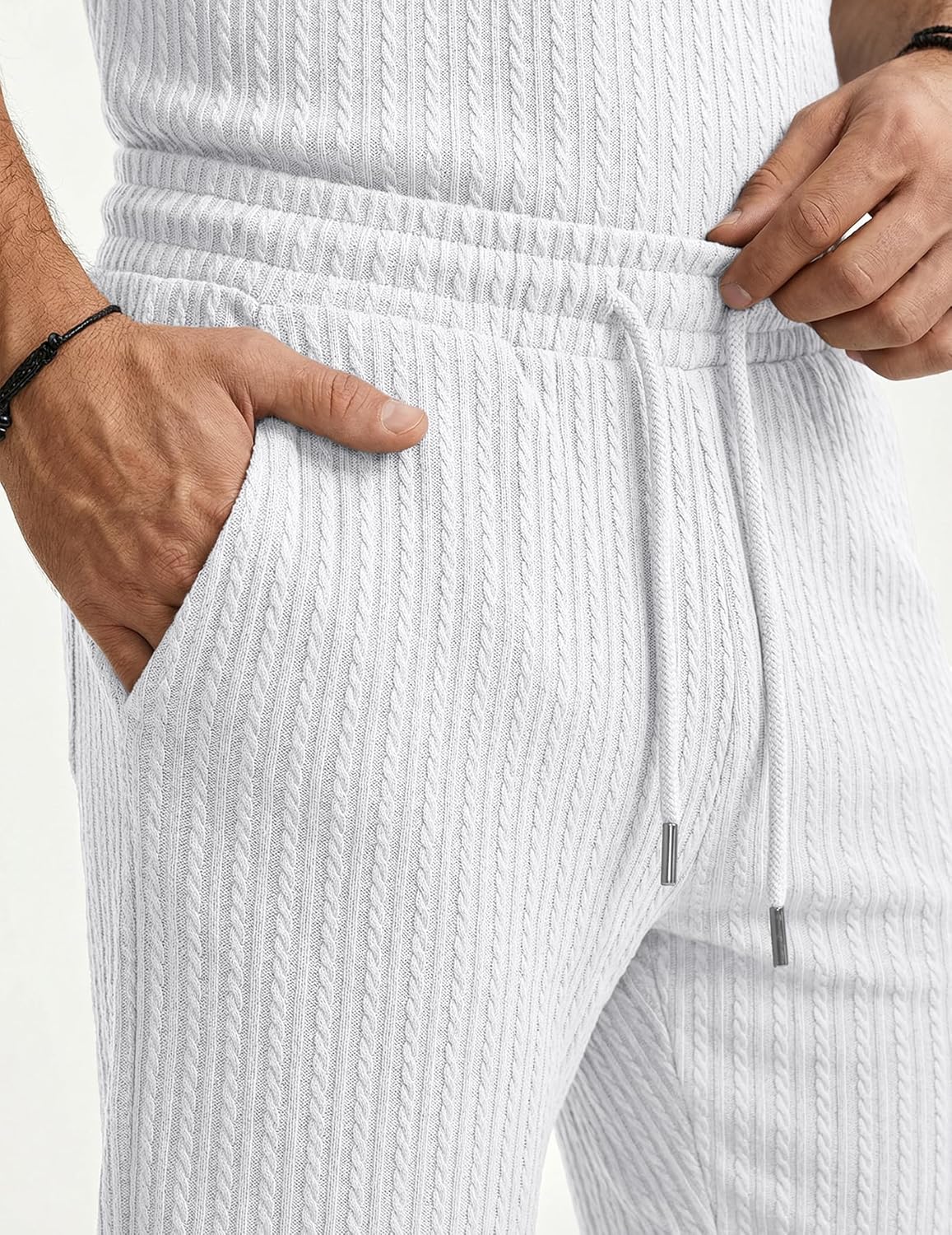 JMIERR Herren Jogginganzug Set Sommer 2 Teiliges Poloshirts Kurzarm Einfarbig Strick mit Kurze Hose Herren mit Elastischer Taille Baggy Freizeitanzug