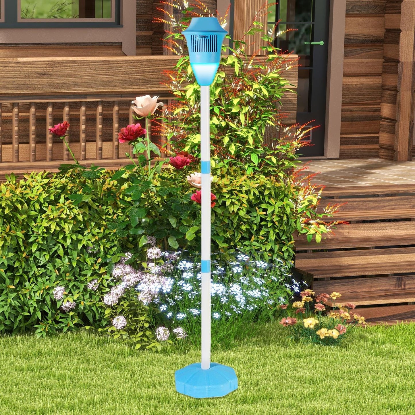 Bubble Maker Ständer, Automatischer Bubble Maker Standing Machine, Bubbles Torch Gartenlampe, Blasenbrennergartenlampe Für Freunde, Familie, Blau/rot, 118cm